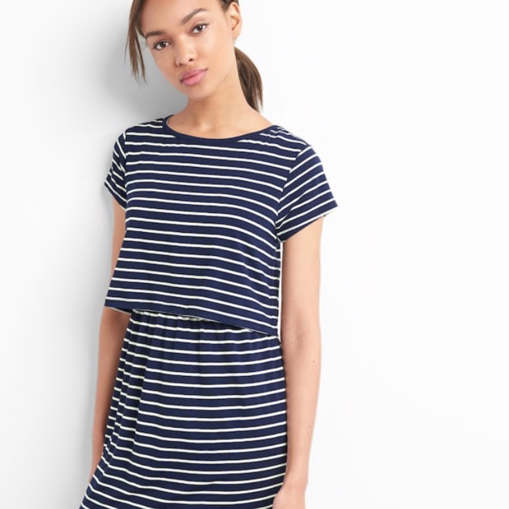 GAP Maternity Nursing T-shirt Dress Blue Stripe